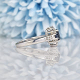 Ellibelle Jewellery Vintage Blue Sapphire & Diamond White Gold Ring