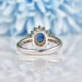 Ellibelle Jewellery Vintage Blue Sapphire & Diamond White Gold Ring