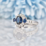 Ellibelle Jewellery Vintage Blue Sapphire & Diamond White Gold Ring