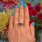 Ellibelle Jewellery Vintage Blue Sapphire & Diamond Yellow Gold Triple Cluster Ring