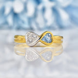 Ellibelle Jewellery Vintage Blue Topaz 18ct Gold Bow Ring