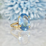 Ellibelle Jewellery VINTAGE BLUE TOPAZ 9CT GOLD COCKTAIL RING
