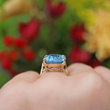 Ellibelle Jewellery VINTAGE BLUE TOPAZ 9CT GOLD COCKTAIL RING
