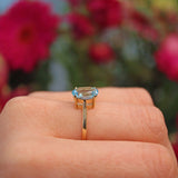 Ellibelle Jewellery Vintage Blue Topaz 9ct Yellow Gold Solitaire Ring
