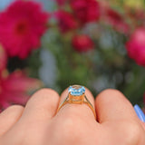Ellibelle Jewellery Vintage Blue Topaz 9ct Yellow Gold Solitaire Ring