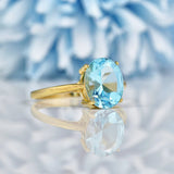 Ellibelle Jewellery Vintage Blue Topaz 9ct Yellow Gold Solitaire Ring