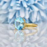 Ellibelle Jewellery Vintage Blue Topaz 9ct Yellow Gold Solitaire Ring