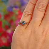 Ellibelle Jewellery Vintage Blue Topaz & Diamond 9ct Gold Sweetheart Ring