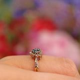 Ellibelle Jewellery Vintage Blue Topaz & Diamond 9ct Gold Sweetheart Ring