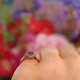 Ellibelle Jewellery Vintage Blue Topaz & Diamond 9ct Gold Sweetheart Ring