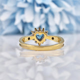 Ellibelle Jewellery Vintage Blue Topaz & Diamond 9ct Gold Sweetheart Ring