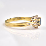 Ellibelle Jewellery Vintage Blue Topaz & Diamond 9ct Gold Sweetheart Ring