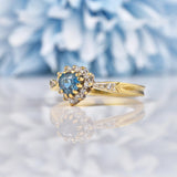 Ellibelle Jewellery Vintage Blue Topaz & Diamond 9ct Gold Sweetheart Ring