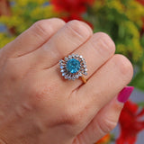 Ellibelle Jewellery Vintage Blue Zircon & Diamond Gold Cocktail Ring