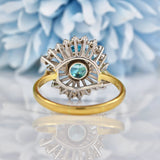 Ellibelle Jewellery Vintage Blue Zircon & Diamond Gold Cocktail Ring