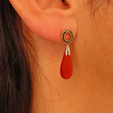 Ellibelle Jewellery VINTAGE CARNELIAN AGATE GOLD TEARDROP EARRINGS