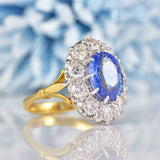 Ellibelle Jewellery Vintage Ceylon Sapphire & Diamond 18ct Gold Cluster Ring
