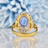 Ellibelle Jewellery Vintage Ceylon Sapphire & Diamond 18ct Gold Cluster Ring