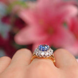 Ellibelle Jewellery Vintage Ceylon Sapphire & Diamond 18ct Gold Cluster Ring
