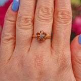Ellibelle Jewellery Vintage Citrine & Diamond 18ct Yellow Gold Daisy Ring