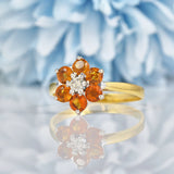 Ellibelle Jewellery Vintage Citrine & Diamond 18ct Yellow Gold Daisy Ring