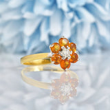 Ellibelle Jewellery Vintage Citrine & Diamond 18ct Yellow Gold Daisy Ring