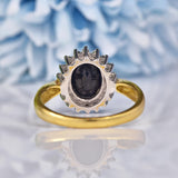 Ellibelle Jewellery Vintage Dark Sapphire & Diamond 18ct Gold Cluster Ring