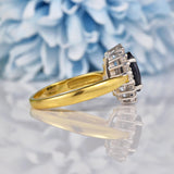 Ellibelle Jewellery Vintage Dark Sapphire & Diamond 18ct Gold Cluster Ring