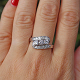 Ellibelle Jewellery Vintage Diamond 14k White Gold Bypass Ring (1.00ct)