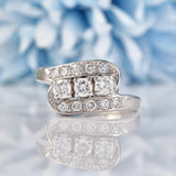 Ellibelle Jewellery Vintage Diamond 14k White Gold Bypass Ring (1.00ct)