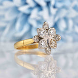 Ellibelle Jewellery Vintage Diamond 18ct Gold Flower Cluster Ring (0.60ct)