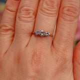 Ellibelle Jewellery Vintage Diamond 18ct Gold Three Stone Engagement Ring (0.90cts)
