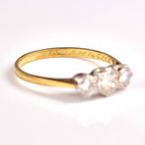 Ellibelle Jewellery Vintage Diamond 18ct Gold Three Stone Engagement Ring (0.90cts)