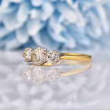 Ellibelle Jewellery Vintage Diamond 18ct Gold Three Stone Engagement Ring (0.90cts)