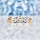Ellibelle Jewellery Vintage Diamond 18ct Gold Three Stone Engagement Ring (1.05ct)