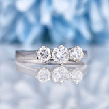 Ellibelle Jewellery Vintage Diamond 18ct White Gold Trilogy Engagement Ring (0.55ct)