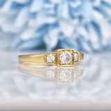 Ellibelle Jewellery VINTAGE DIAMOND 9CT GOLD TRILOGY RING