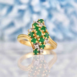 Ellibelle Jewellery Vintage Emerald & Diamond 14k Gold Cocktail Ring