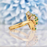 Ellibelle Jewellery Vintage Emerald & Diamond 14k Gold Cocktail Ring