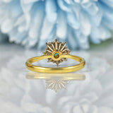 Ellibelle Jewellery VINTAGE EMERALD & DIAMOND 18CT GOLD CLUSTER RING