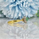 Ellibelle Jewellery VINTAGE EMERALD & DIAMOND 18CT GOLD CLUSTER RING