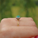 Ellibelle Jewellery VINTAGE EMERALD & DIAMOND 18CT GOLD CLUSTER RING