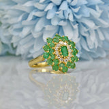 Ellibelle Jewellery VINTAGE EMERALD & DIAMOND 18CT GOLD DRESS RING