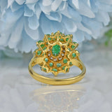 Ellibelle Jewellery VINTAGE EMERALD & DIAMOND 18CT GOLD DRESS RING
