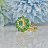 Ellibelle Jewellery VINTAGE EMERALD & DIAMOND 18CT GOLD DRESS RING