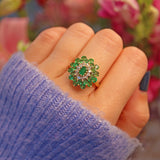 Ellibelle Jewellery VINTAGE EMERALD & DIAMOND 18CT GOLD DRESS RING