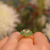 Ellibelle Jewellery VINTAGE EMERALD & DIAMOND 18CT GOLD DRESS RING
