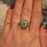 Ellibelle Jewellery VINTAGE EMERALD & DIAMOND 18CT GOLD DRESS RING