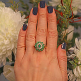 Ellibelle Jewellery VINTAGE EMERALD & DIAMOND 18CT GOLD DRESS RING