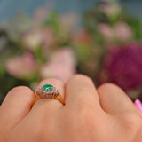Ellibelle Jewellery Vintage Emerald & Diamond 18ct Gold Kite Cluster Ring
